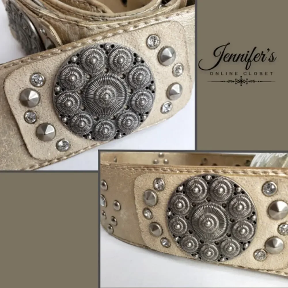 3/$25 Kathy Van Zeeland Faux Leather Studded Belt Size Medium